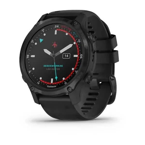 Garmin Смарт-годинник Garmin Descent Mk2S Carbon Gray DLC Black з чорним силіконовим ремінцем