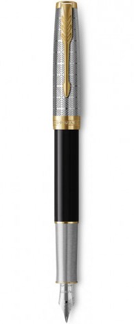 Parker SONNET 17  Metal & Black Lacquer GT   FP18 F